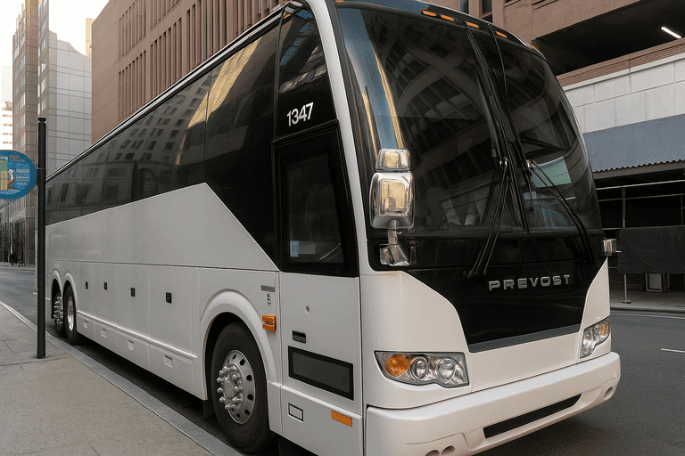 a Merced Coach Bus Service coach bus