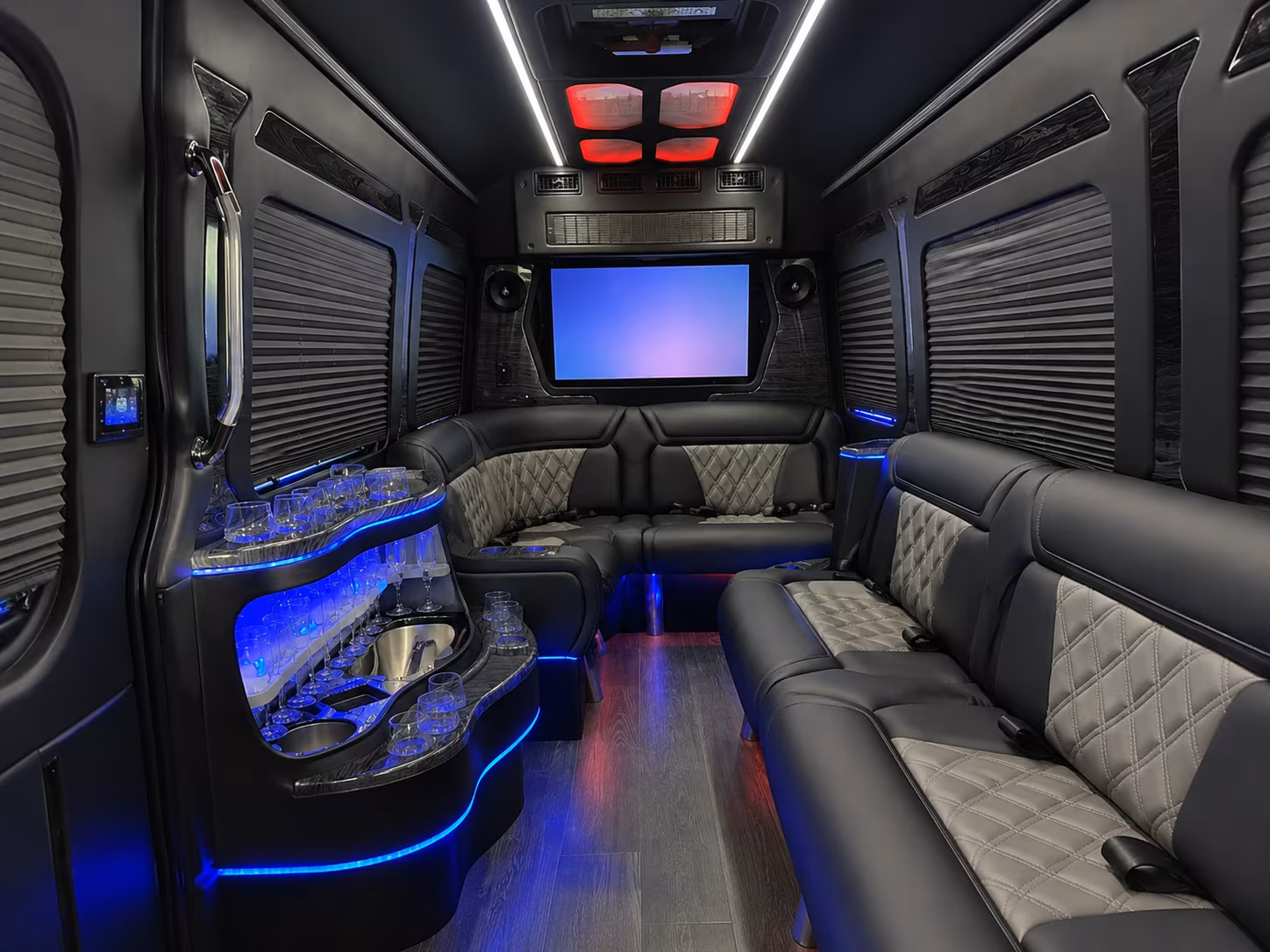 merced 30 passenger party bus inside