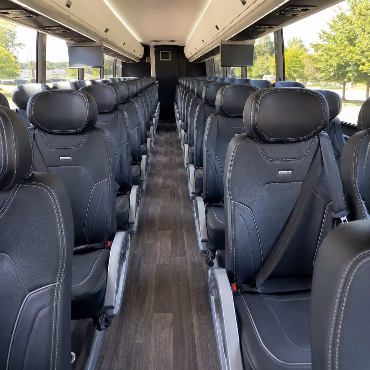merced 56 passenger charter bus inside